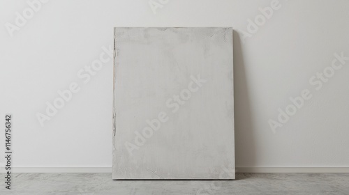 A plain, unpainted canvas mounted on a wall in a minimalistic interior setting, evoking a sense of creativity and potential waiting to be explored. photo