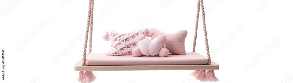 Cozy and Soft Hanging Swing Bed with Cushions and Plush Toys for Child’s Room Decor Perfect for Relaxation and Imagination-Building Playtime Activities Cozy and Soft Hanging Swing Bed with Cushions and Plush Toys for Child’s Room Decor Perfect for Relaxation and Imagination-Building Playtime Activities