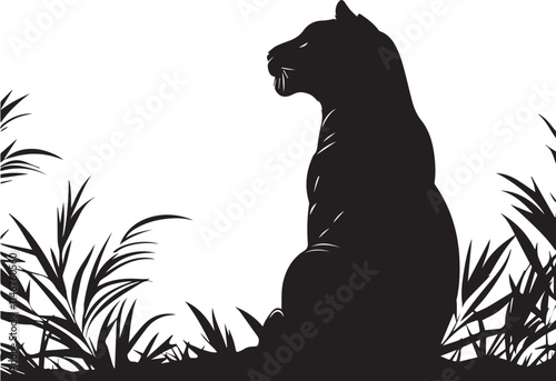 Silhouette of a tiger black and white 