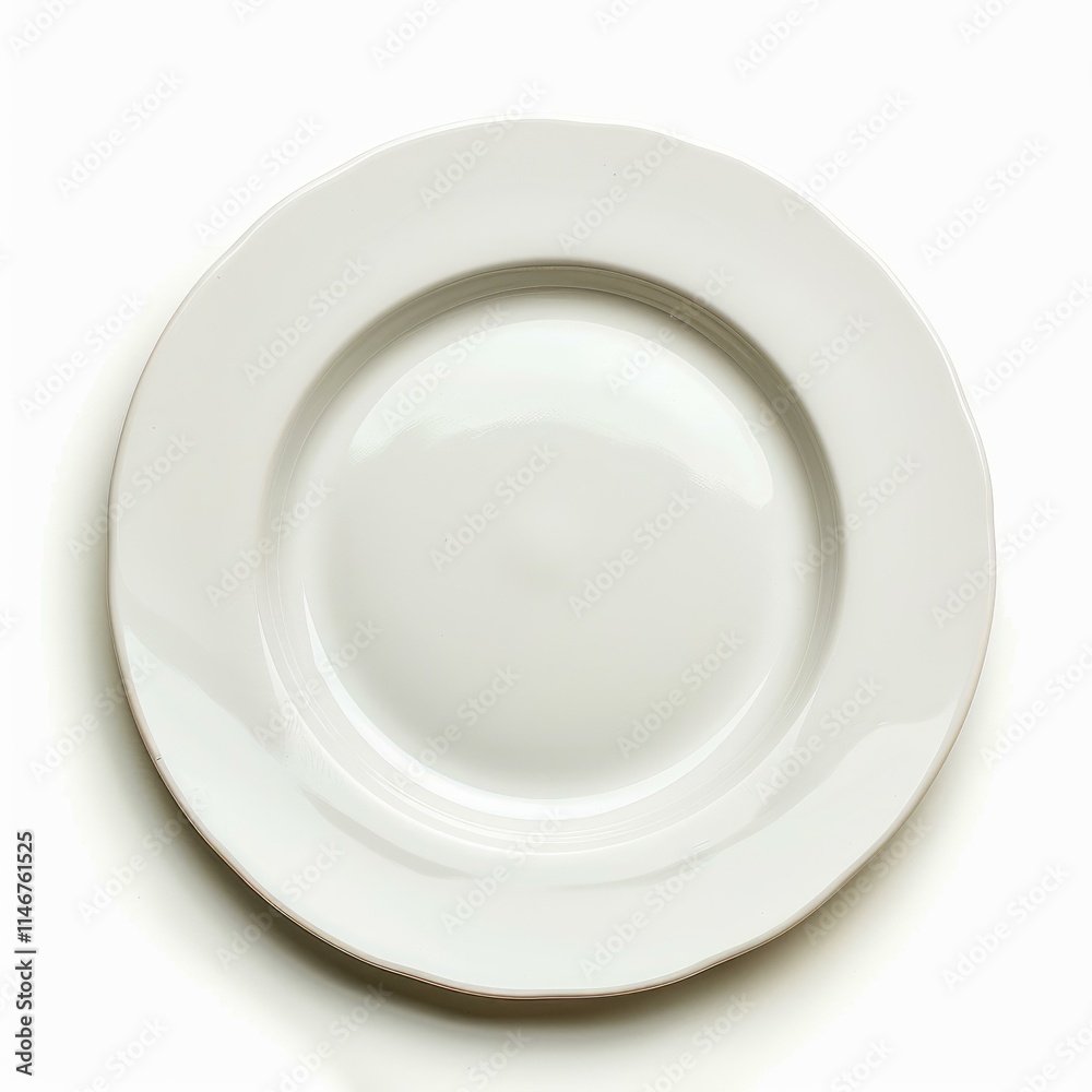 Round white empty soup plate standing on white background, perfect for showcasing food