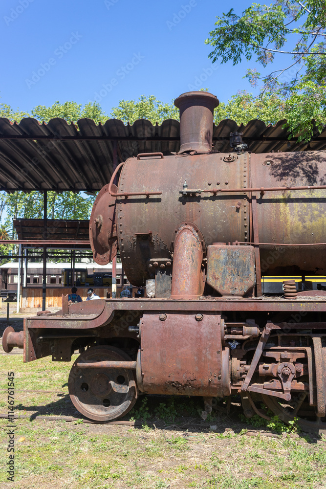 Naklejka premium Tren a vapor en mal estado