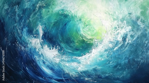 ocean wave painting abstract blue green sea art