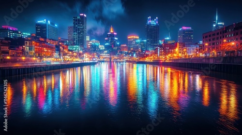 nashville skyline night reflection