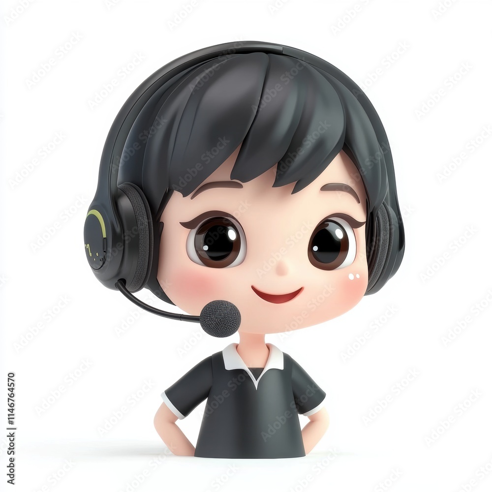 Customer support representative with headset Customer support representative with headset