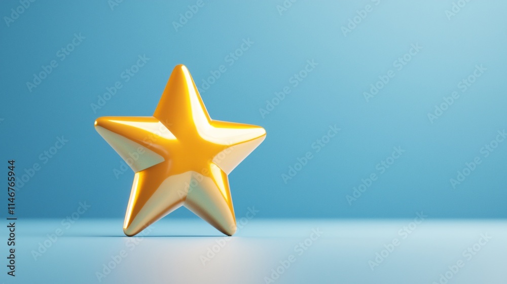 A shiny yellow star against a soft blue background, symbolizing success and achievement. A shiny yellow star against a soft blue background, symbolizing success and achievement.