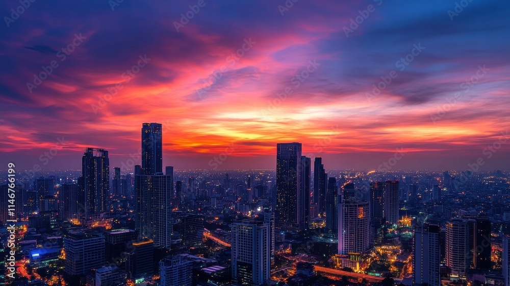 Fototapeta premium stunning bangkok sunset cityscape