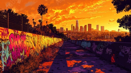 Wallpaper Mural los angeles sunset graffiti wall Torontodigital.ca