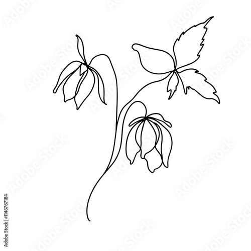Line Drawing. Floral Minimalist Logo. Continuous line. Vector illustration. Without artificial intelligence. Line Drawing Illustration .One Line Drawing Style.  Smooth Lines