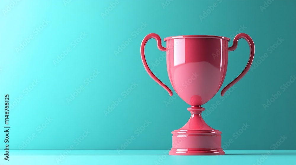 Pink trophy on teal background. Pink trophy on teal background.