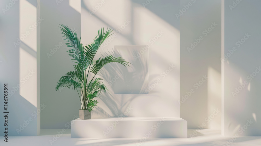 Fototapeta premium Empty hotel corridor with open door and clean, modern interior design