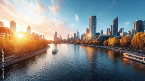 Wallpaper Mural melbourne city skyline at sunset yarra river cruise Torontodigital.ca
