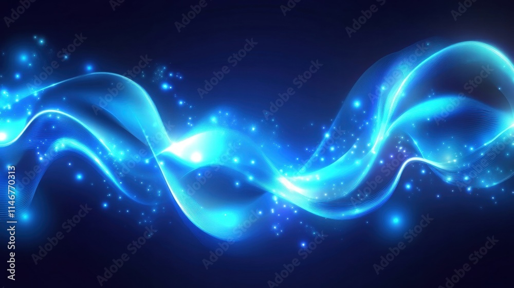 Fototapeta premium abstract blue glowing waves background