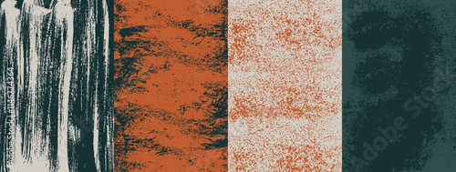 Rough print background. Vintage noise poster. Dirty lino textures set. Letterpress fancy urban ink. Blurry glitch error for banner. Eroded graffiti surface. Paint spray. Vector grunge garish style