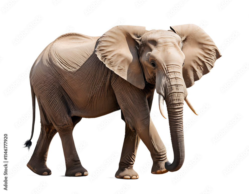 Fototapeta premium Majestic African Elephant Against Transparent Background