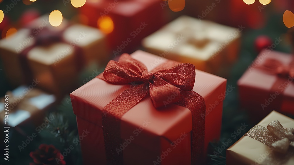 Festive gift unwrapping celebration at home holiday decor cozy vibe Festive gift unwrapping celebration at home holiday decor cozy vibe