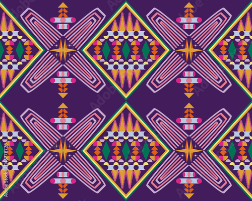 Geometry tribal navajo pattern graphic folk motif textile sari wrapping paper rug.