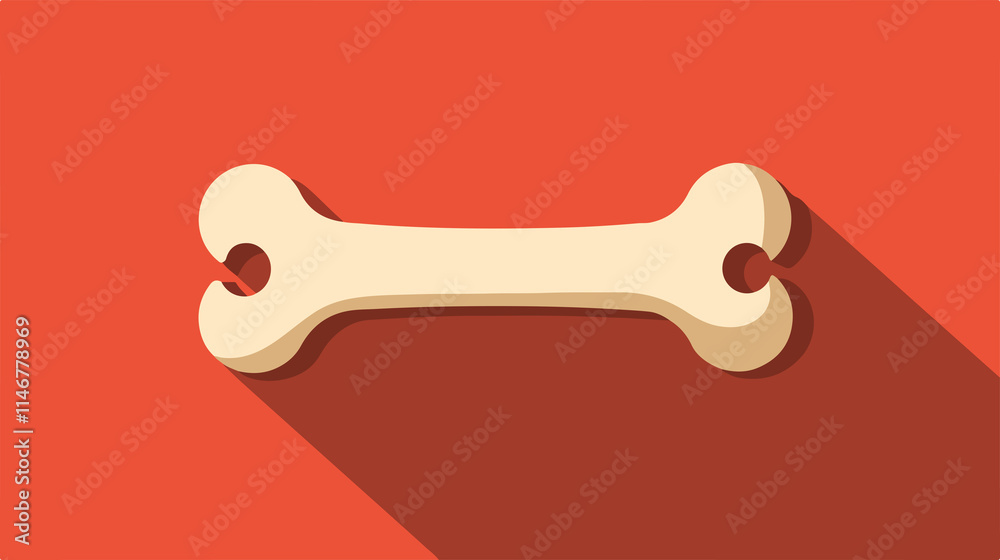 Flat Design Dog Bone Icon with Long Shadow - Vector Illustration Flat Design Dog Bone Icon with Long Shadow - Vector Illustration