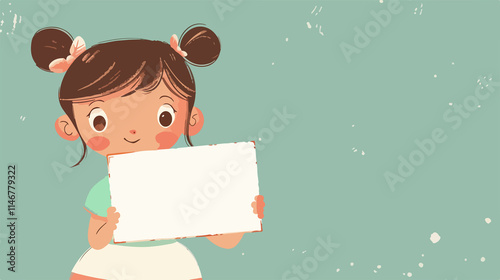 Cute Little Girl Holding Blank Arrow - Vector Illustration photo