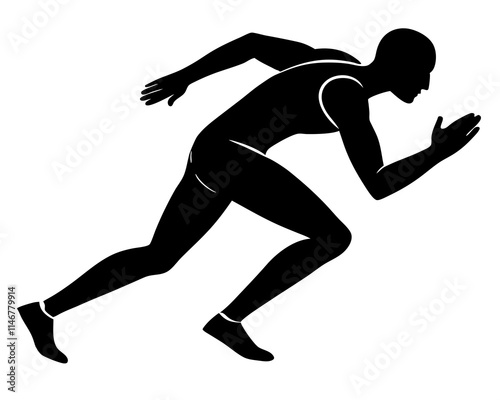 Runner black silhouette vector with white background