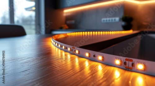 Warm LED Strip Lights Illuminating Modern Kitchen Countertop