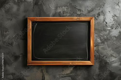 Rustic wooden-framed blackboard on textured dark wall, perfect for education, menu displays, or creative text presentations.