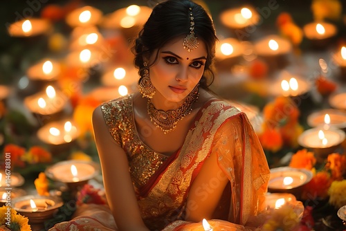 Serene Indian Woman in Festive Attire with Jewelry