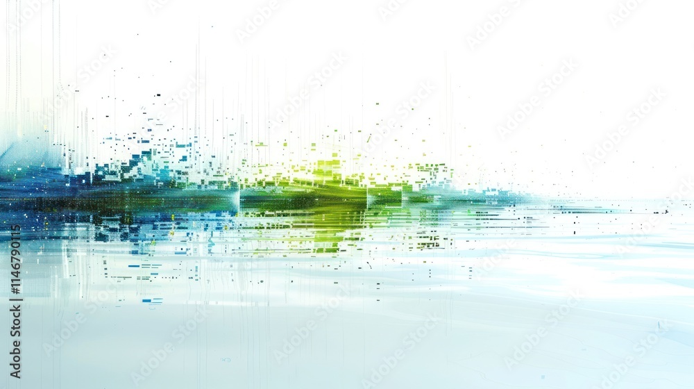 Abstract Digital Landscape: A Symphony of Green and Blue Hues Abstract Digital Landscape: A Symphony of Green and Blue Hues
