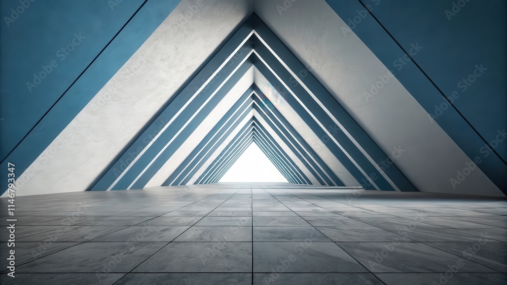 Abstract Architecture with Geometric Patterns A Modern Interior Space with a Triangular Opening and a Concrete Floor Abstract Architecture with Geometric Patterns A Modern Interior Space with a Triangular Opening and a Concrete Floor