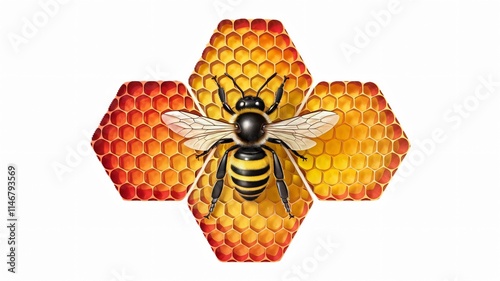 3D honeycomb and royal jelly illustration