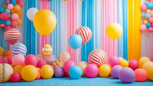 Colorful balloon decorations for birthday party fun atmosphere