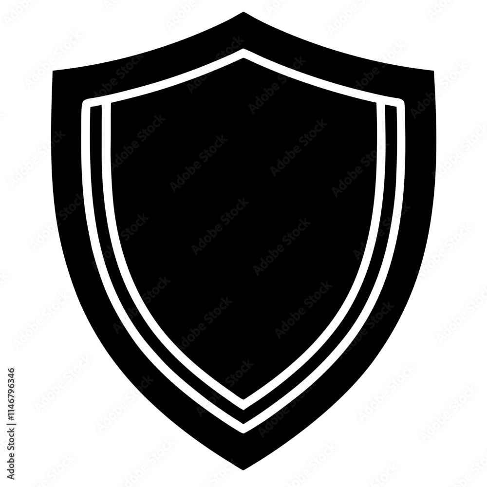 Shield icon vector silhouette on white background Shield icon vector silhouette on white background