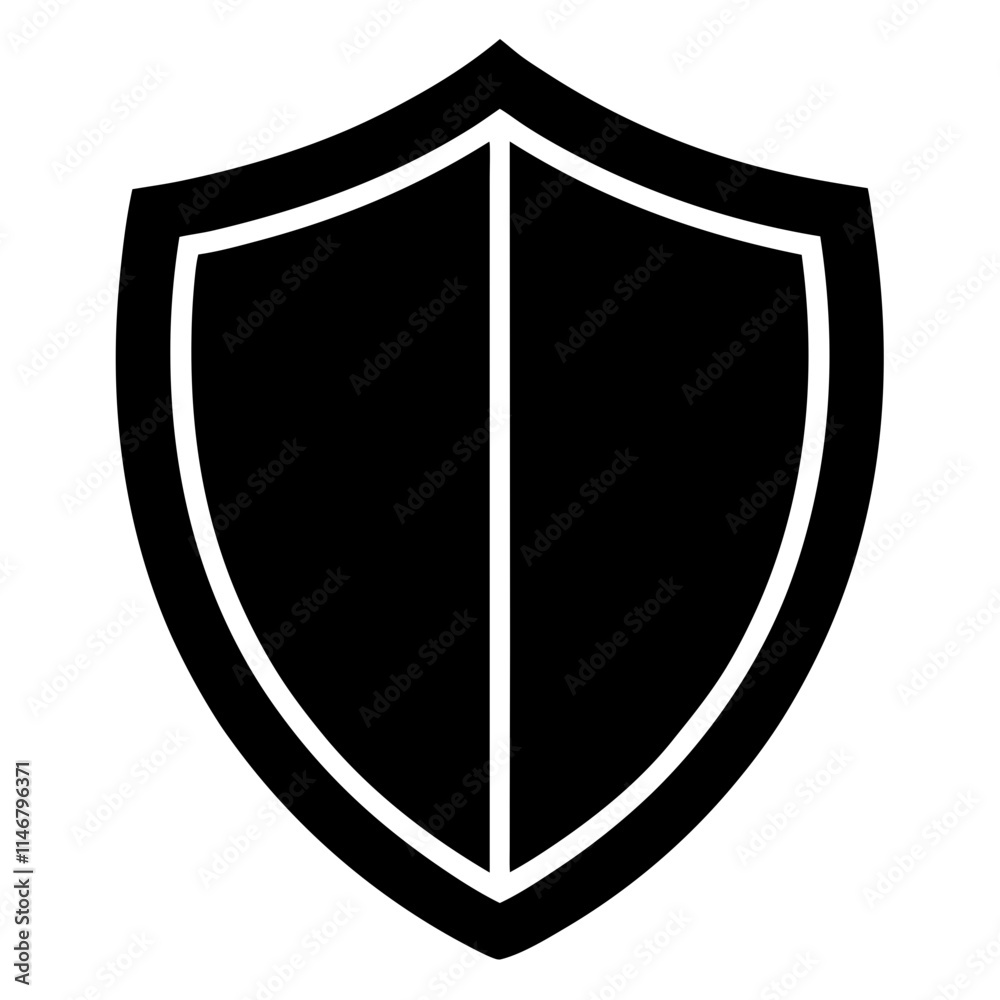Shield icon vector silhouette on white background Shield icon vector silhouette on white background