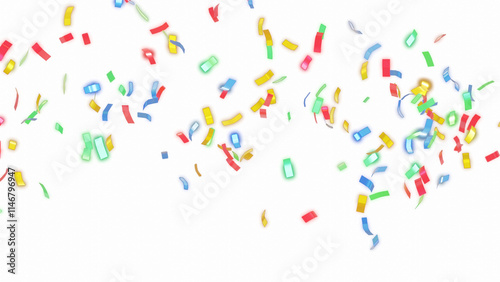colourful confetti background for celebrations birthday party surprise concept, transparent background in png format
