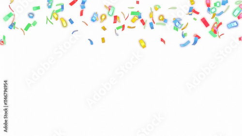 colourful confetti background for celebrations birthday party surprise concept, transparent background in png format