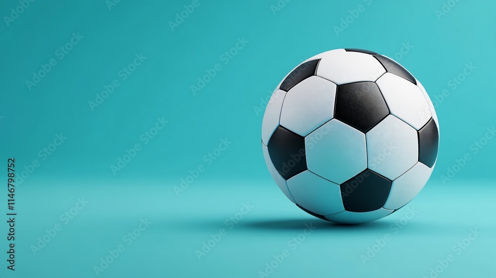 Fototapeta premium Soccer ball on blue background.