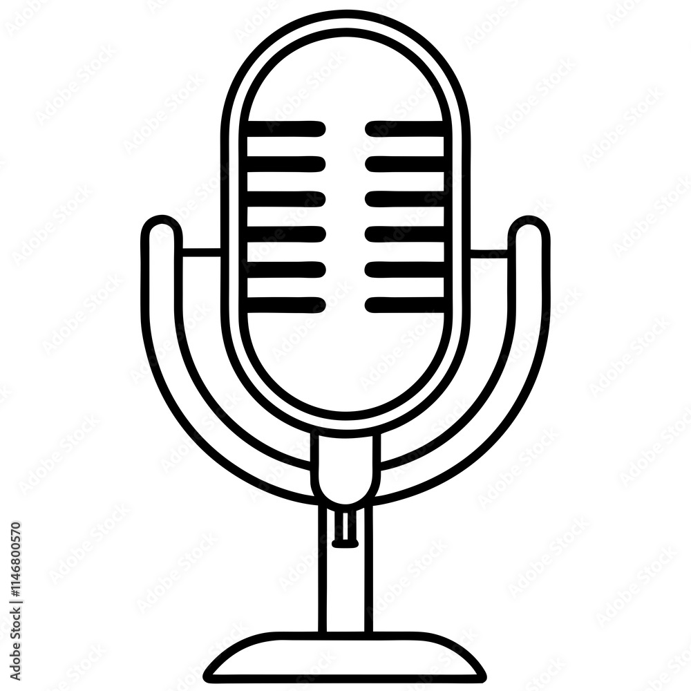 Podcast Microphone Line Art Vector Design Podcast Microphone Line Art Vector Design