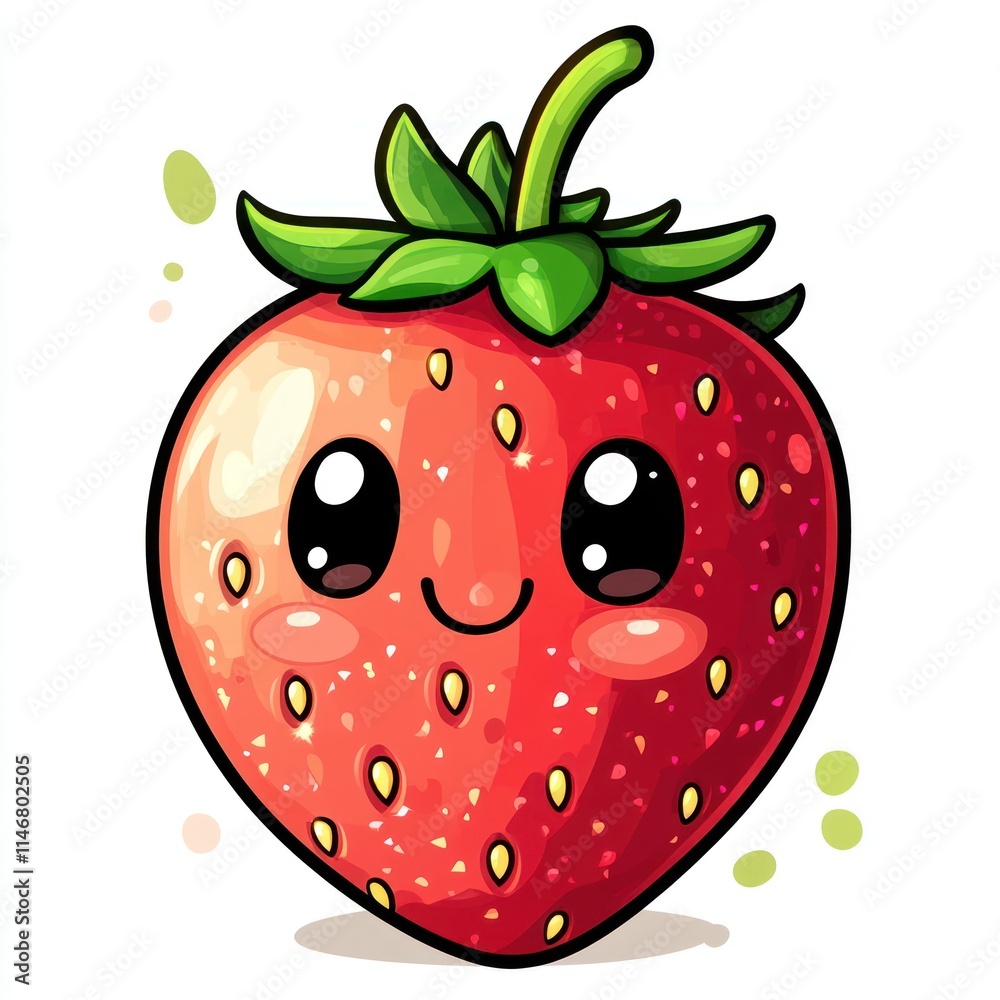 Obraz premium Cute cartoon strawberry with happy face. (1)