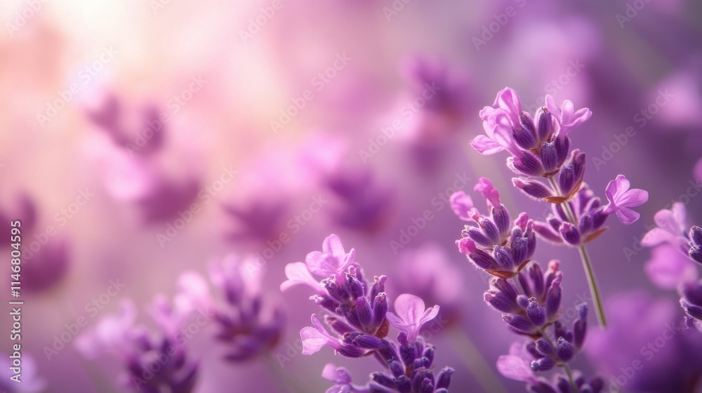 Beautiful Lavender Flowers in Soft Blurred Background Light Beautiful Lavender Flowers in Soft Blurred Background Light