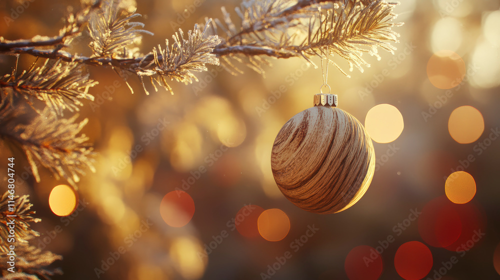 Obraz premium Handmade Wooden Christmas Ornament - Detailed Close-Up Shot