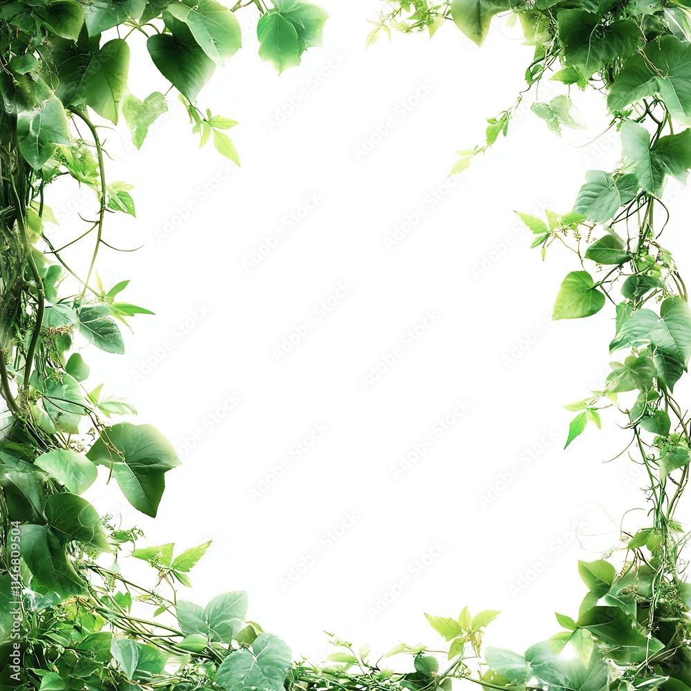 Green leaves frame with white isolated background for decoration. Green leaves frame with white isolated background for decoration.