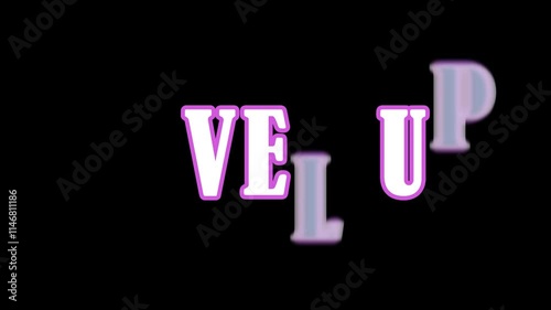 LEVEL UP lettering stroke text animation on black background