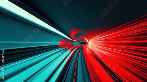 Wallpaper Mural A dynamic, abstract representation of vibrant light trails in red and blue, evoking a sense of speed and motion through a tunnel-like perspective. Torontodigital.ca
