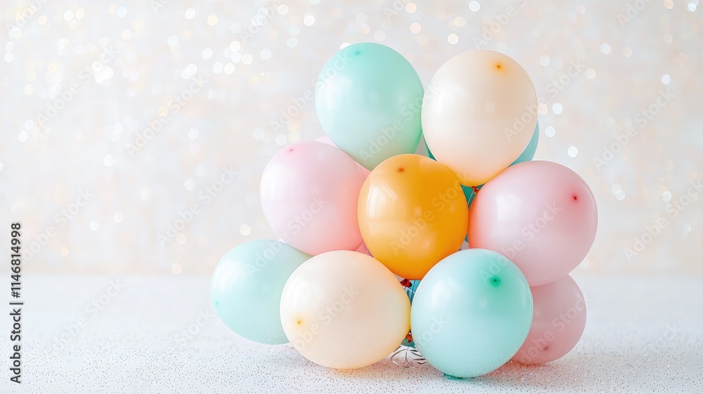 Pastel balloons on sparkly background. Pastel balloons on sparkly background.