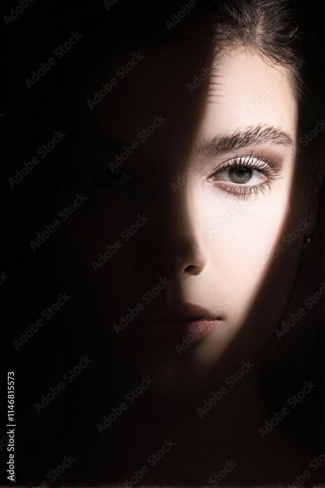 Dramatic Interplay of Light and Shadow on a Face Dramatic Interplay of Light and Shadow on a Face