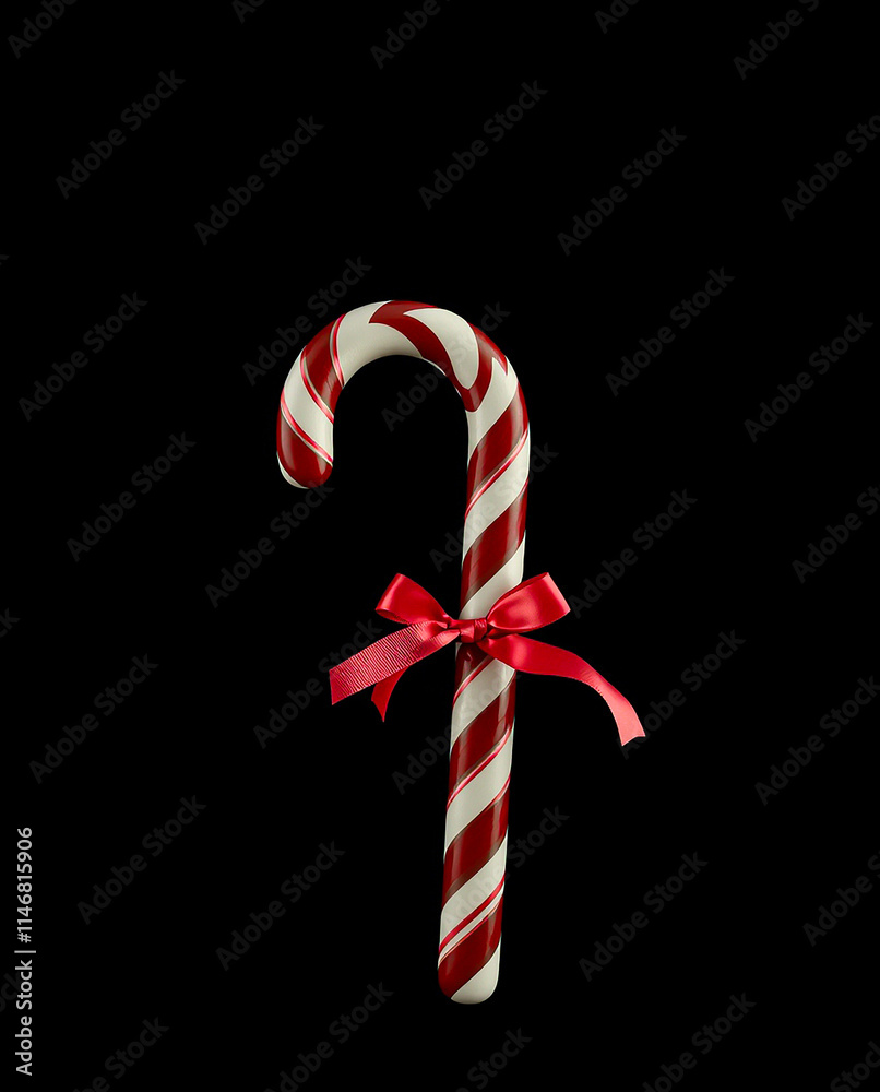 classic Christmas candy cane featuring a red ribbon, embodying the spirit of the festive season. classic Christmas candy cane featuring a red ribbon, embodying the spirit of the festive season.