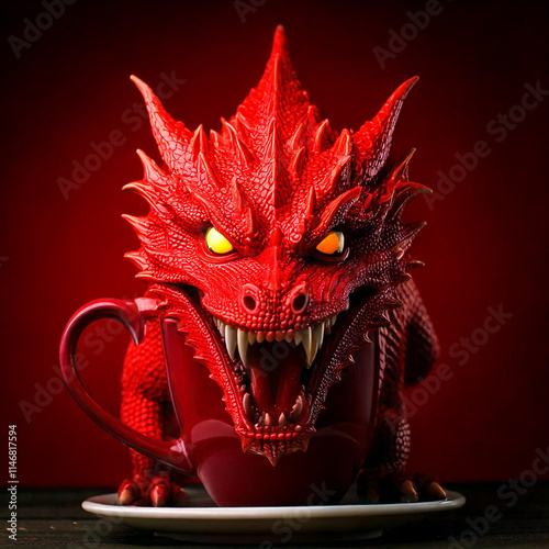 Fierce Red Dragon Glaring with Intense Power