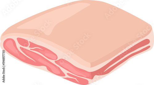 Raw pork belly meat with fat and streaks of lean meat, ideal for various culinary preparations, providing a flavorful and succulent ingredient for delicious meals