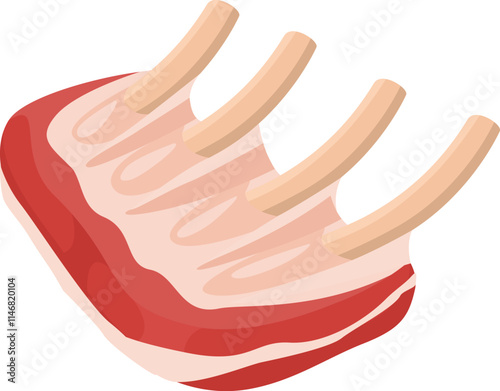 Raw rack of lamb featuring rib bones, perfect for grilling, roasting, or pan frying, delivering a delicious and tender culinary experience for any meal