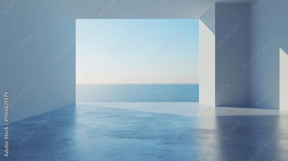 Minimalist room with ocean view.