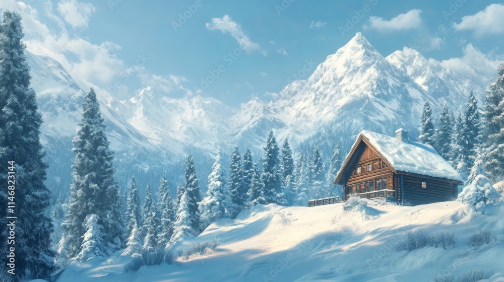 Snowy Mountain Cabin in a Winter Wonderland Snowy Mountain Cabin in a Winter Wonderland